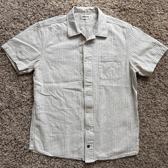 $125 Taylor Stitch Hawthorne SS Button Up Shirt Natural Stripe Men’s Size 42 / L - Picture 2 of 9